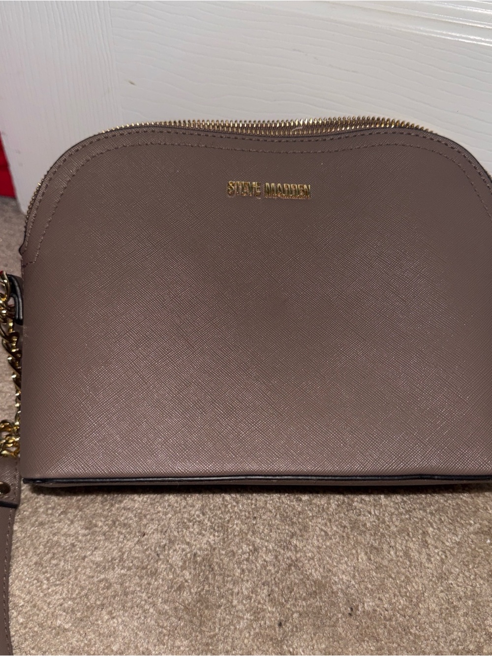 Steve Madden Taupe Dome Crossbody with Gold Hardware